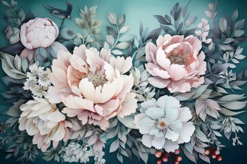  painting of floral background. Generative AI
