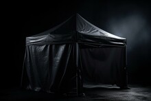 Black Canopy Tent On Dark Background Mock Up. Generative AI