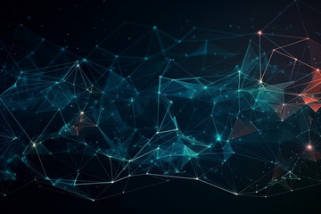 Polygonal digital background wallpaper with soft points and lines. Abstract internet technology communication network texture design. Ai generated