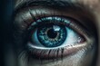 close-up view of a blue eye with intricate details Generative AI