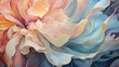 Abstract Watercolor Background of Flowing Gossamer Floral Shape in Pastel Peach, Gold, and Aqua Blue - Generative AI