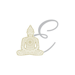 Wall Mural - Golden Buddha monogram letter e