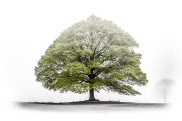 Canvas Print - serene bench nestled in the branches of a flowering tree Generative AI