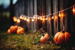 Thanksgiving backyard decoration with string lights