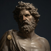 A Bust Greek Style Statue Of A Man With A Beard Generative Ai