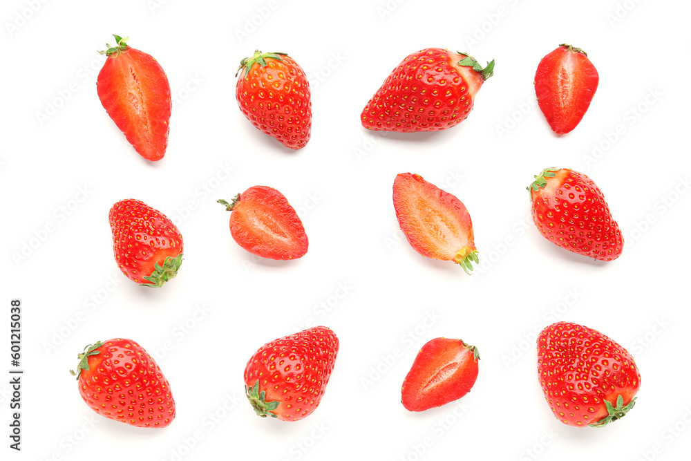 Fresh strawberries on white background