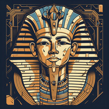 An Egyptian Pharaoh With An Egyptian Mask On It's Face  Flat Design Vector Illustration Generative Ai