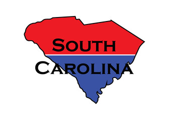 Wall Mural - Politically split state of South Carolina with half red and blue. 