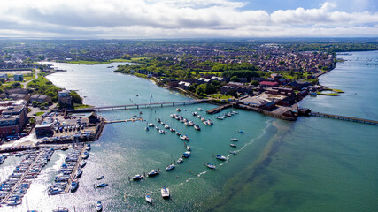 Wall Mural - Aerial view of the Millennium Bridge and Forton Lake in Gosport, a town of the Portsmouth Harbour on the English Channel coast in the south of England, United Kingdom