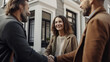 © Andy Dean - Young Adult Couple Shaking Hands with Their Real Estate Agent In Front of A New House - Generative AI.