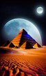 The pyramids of Egypt and moon - Created with Generative AI Technology