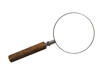Old antique magnifying glass isolated cutout on transparent