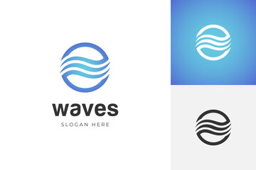 Wall Mural - Water wave logo icon design vector illustration, abstract blue waves graphic element