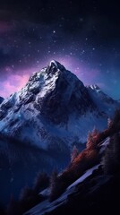 Wall Mural - Night landscape with colorful Milky Way at mountains. Starry sky with hills at summer. Beautiful Universe. Space background. Generative Ai.