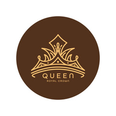 Wall Mural - queen crown logo design style outline vector template