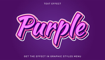 Wall Mural - Purple text effect template in 3d style. Suitable for brand or business logo