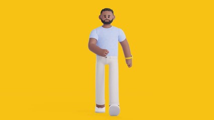 walking loop animation of a black male 3d character