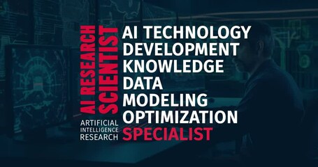 Wall Mural - AI Research Scientist Word Cloud Animation: Unraveling the Future of AI Development