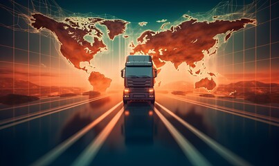 Wall Mural - Global business logistics technology network, smart logistics import and transportation industry concept. generative AI