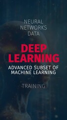 Wall Mural - deep learning animation: neural networks & machine learning mastery. vertical video