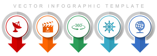 Aufkleber - Communication icon set, miscellaneous pointer icons such as satellite antenna, cinema, 360 degree, ship wheel and globe for webdesign and mobile applications, modern design infographic vector template