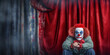 canvas print picture - Trauriger Clown ohne Arbeit KI
