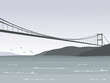 Vector urban illustration with sea and a bridge