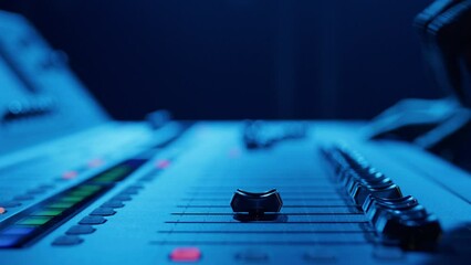 Canvas Print - Close-up of the sound controller sticks. Setting up the sound before the concert