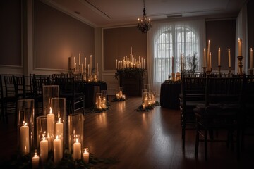 Wall Mural - ceremony setup with candlelight and music, creating atmosphere, created with generative ai