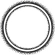 Circular border with two lines with small dots, black. A circular border to use as a frame for your designs, made with messy, irregular black dots.