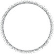 Circle border with small fading dots, gray. A circular border to use as a frame for your designs, made with messy, irregular gray dots.