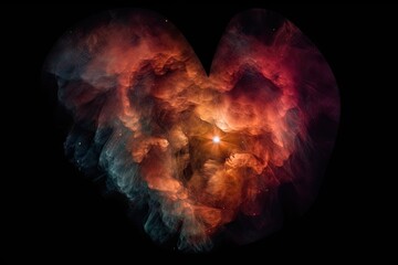 Wall Mural - heart-shaped nebula, with streaks of light and color, against the darkness of space, created with ge