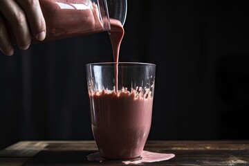 Sticker - close-up of smoothie being poured into glass, created with generative ai