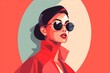 vacation woman style fashion poster design glasses portrait modern girl illustration. Generative AI.