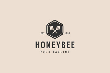 Sticker - honey bee logo vector icon illustration