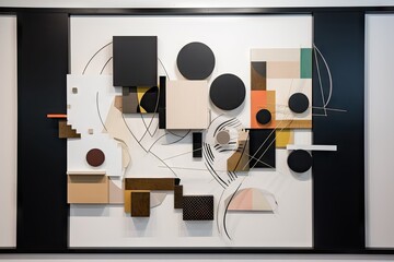 Canvas Print - mixed-media geometric art installation showcasing abstract and minimalist designs, created with generative ai