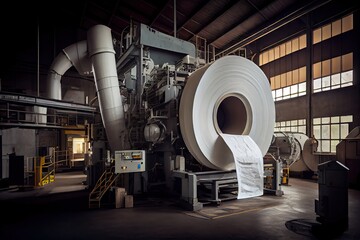 Sticker - modern pulp and paper mill, with state-of-the-art equipment and innovative processes, created with generative ai