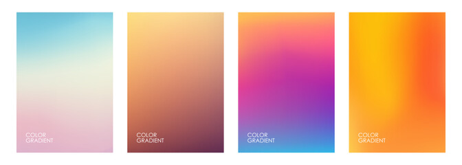Fototapete - Summertime color gradients. Summer theme backgrounds for brochure covers, posters and flyers. Vector illustration.