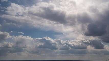 Wall Mural - beautiful blue sky white clouds. puffy fluffy white clouds. cumulus cloud cloudscape timelapse. summ