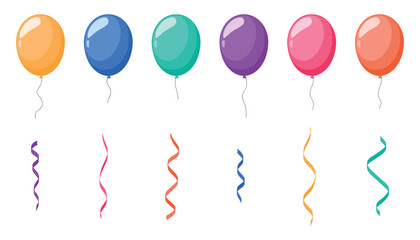 Wall Mural - Birthday and celebration with colorful balloon and ribbons