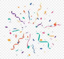Wall Mural - bursting colorful confetti celebrations design isolated on transparent background