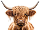 Fototapeta Zwierzęta - Photo of a highland cow scotland on a white background