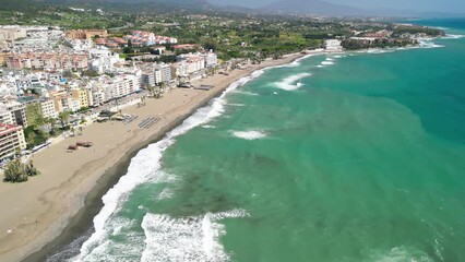 Sticker - Estepona, Andalusia. Beautiful aerial view of cityscape along the coast in the morning