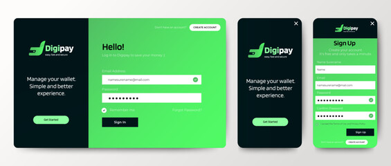 Wall Mural - set of sign up and sign in forms for web and mobile.registration and login forms page. professional 