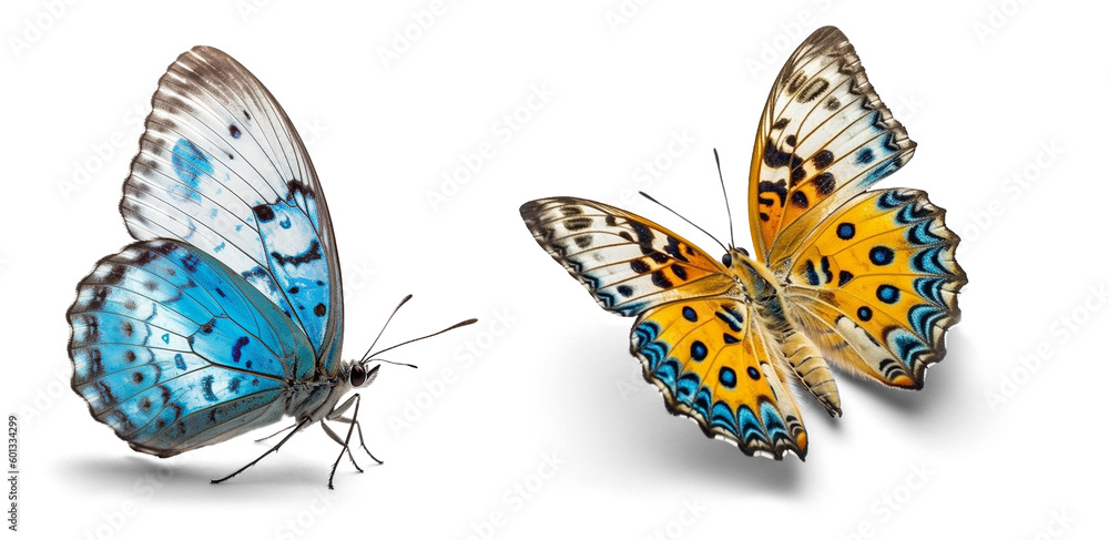 Two butterflies isolated on a white background Stock Photo | Adobe Stock