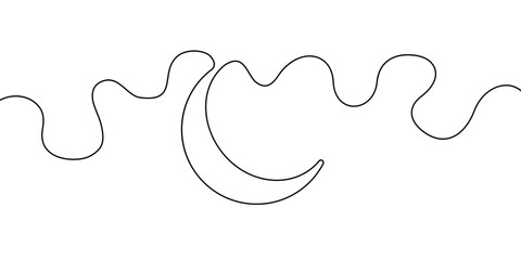 Wall Mural - Crescent moon vector illustration. Continuous line hand drawn vector illustration. Ramadan symbol