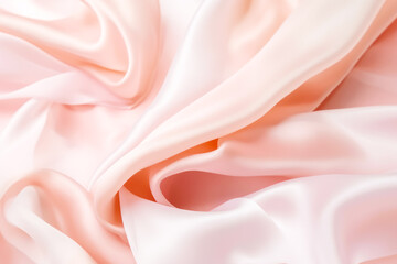 Wall Mural - Close up view of white and pink silk fabric with soft feel. Generative AI.