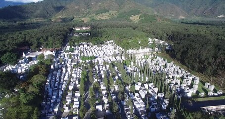 Canvas Print - Cemetery in Antigua City in Guatemala. Drone Point of View