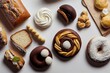 © Professional Art - Assortment of fresh bakery products on white background.