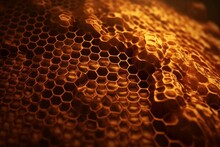 Beehive Honeycomb Orange Background, Generative AI